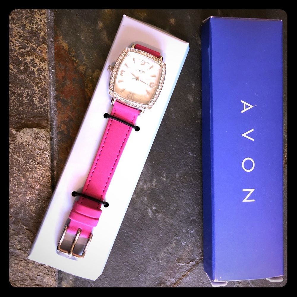 Avon Rhinestone Pink Strap Watch